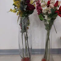 دوعدد گلدان کریستال  همراه با گل|صنایع دستی و سایر لوازم تزئینی|اهواز, آسیاباد|دیوار