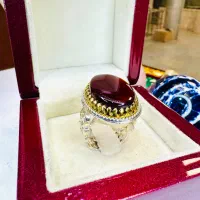 انگشتر فوق کلکسیونی عقیق سرخ هاله دار صفوی خراسانی|بدلیجات|تبریز, |دیوار