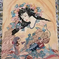 تابلو فرش دستباف گل ابریشم