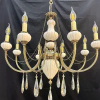 لوستر۸شاخه طرح جدیدکلاسیک سرپیچ e14برنجی سرامیکی