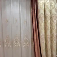 پرده با والان و پرده زیرین پارچه ترک در حد نو|پرده، رانر، رومیزی|قدس, شهرک فرزان|دیوار