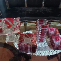 سرویس کیریستال پله ای گل قرمز خارجی
