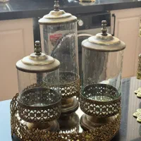 شکلات خوری سه عدد با سینی آینه ی