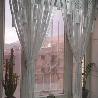 پرده مکرومه مناسب پنجره و بالای تخت|پرده، رانر، رومیزی|خرمآباد, |دیوار