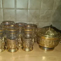 سرویس انگاره برنجی با روکش آب طلا