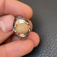 انگشتر سیاه قلم اوپال با رکاب اصف
