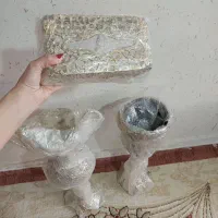 گلدان سطل آشغال و جا دستمال کاغذی برنجی نو
