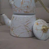 کتری قوری نو لعابی طرح ماربل