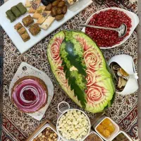 میوه آرایی و تزئین هندوانه برای مناسبت شب یلدا