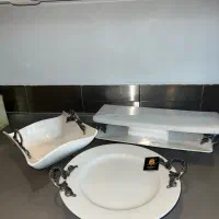 ظرف پذیرایی سفید دسته دار