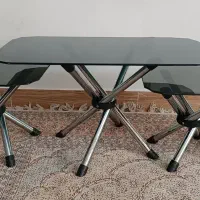 میز عسلی شیشه ای پایه فلزی