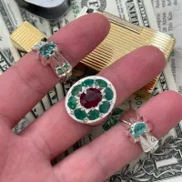 انگشتر زمرد زامبیا رکاب سفارشی کلکسیونی