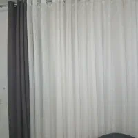 دوعددپرده بادوتادکوری رنگ طوسی|پرده، رانر، رومیزی|رشت, حمیدیان|دیوار