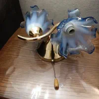 چراغ دوشعله آنتیک با حباب شیشه‌ای