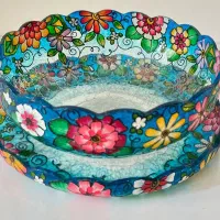 چراغ رومیزی نقاشی شده دست‌ساز|چراغ خواب و آباژور|نوشهر, |دیوار