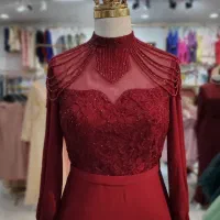 کرایه ماکسی مجلسی ساده و شیک و آستین دار و پوشیده