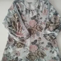 بلوز زنانه شال  مجلسی تیشرت سفید نومانتو سایز بزرگ