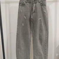 جین نیم بگ طوسی زنانه