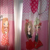 پرده دخترانه به همراه رو تختی و رو بالشتی