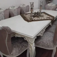 مبل و میز غذا خوری کلاسیک تمام چوب با کنده کاری|میز و صندلی غذاخوری|تهران, اقدسیه|دیوار