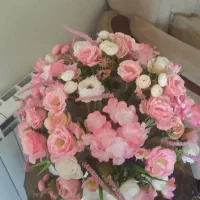 گل وگلدان با پایه سرامیکی نقره ای کاملا سالم