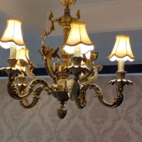 ۲ عدد لوستر برنجی آب طلا