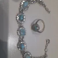 دستبندو انگشرنقره همراه نگینهای فیروزه اصل نیشابور|جواهرات|ملایر, |دیوار