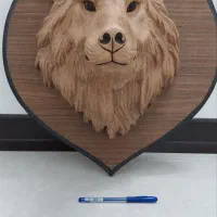 سردیس چوبی منبت کاری شده گرگ آلفا