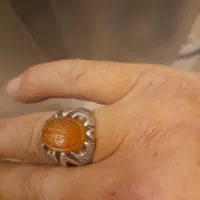 انگشتر نقره عقیق خطی پرتقالی