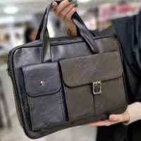 کیف دانشجویی مشکی جادار دوشی دستی چرم زنانه