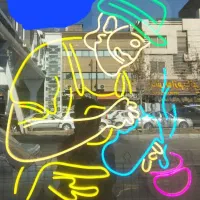 چندتابلو نئون فلکسی کافه  سالم با رنگ آمیزی زیبا