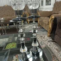 دو عدد شمعدونی شیشهای سیصد و پنجاه هزار تومان|چراغ خواب و آباژور|قم, باجک سه|دیوار