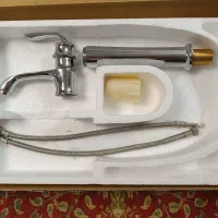 شیر روشویی آبشار استیل مات پایه بلند یک تیکه