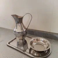 سماور گازی نوبل رئوفی با سینی کاسه پارچ استیل|سماور، چای‌ساز، قهوه‌ساز|تهران, پاسداران|دیوار