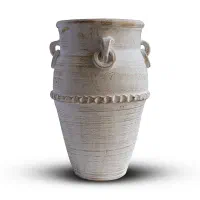 گلدان پتینه کرم طلایی کاردست