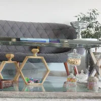 میز استیل جلو مبلی به همراه عسلی