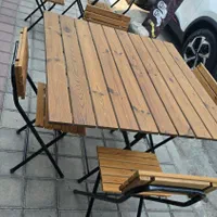 میز ناهارخوری فلز چوب تاشو|میز و صندلی غذاخوری|رشت, رودبارتان|دیوار