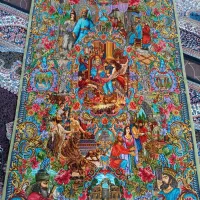 تابلو فرش دست بافت ابریشم با فت ریز و برجسته