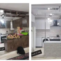 نصب برچسب‌کابینت درب‌چوبی بین‌کابینتی سینک‌و...