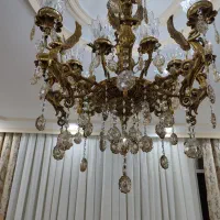 دو عدد لوستر برنز فرشته ی ۱۶شاخه ویک عدد دیوارکوب|لوستر و چراغ آویز|بهارستان, |دیوار