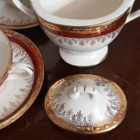 ۶ فنجان و ۶ نعلبکی چایی خوری با قندان ۸۰ ساله|کلکسیون اشیاء عتیقه|تهران, سنائی|دیوار