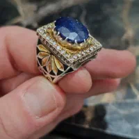 انگشتر نقره یاقوت کبود