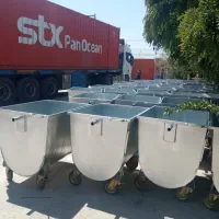 سطل زباله گالوانیزه محدب شهری خیابانی