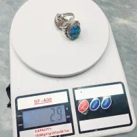 ۲ عدد انگشتر فیروزه و یاقوت نقره