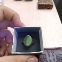 انگشتر عقیق سبز اصلی سنگ آنتیک نشکن