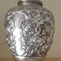 گلدان قلم کاری شده نقره