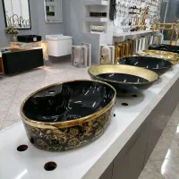 کاسه روشویی متنوع طلایی، مشکی، زرشکی