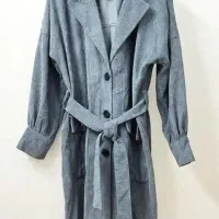 مانتو مخمل کبریتی طوسی ۴۴ پاییزه