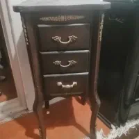 میز تلفن چوبی سه کشو