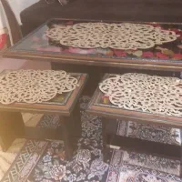 میز جلو مبلی به همراه چهار تا عسلی با رو میزی|مبلمان خانگی و میز عسلی|ملایر, |دیوار